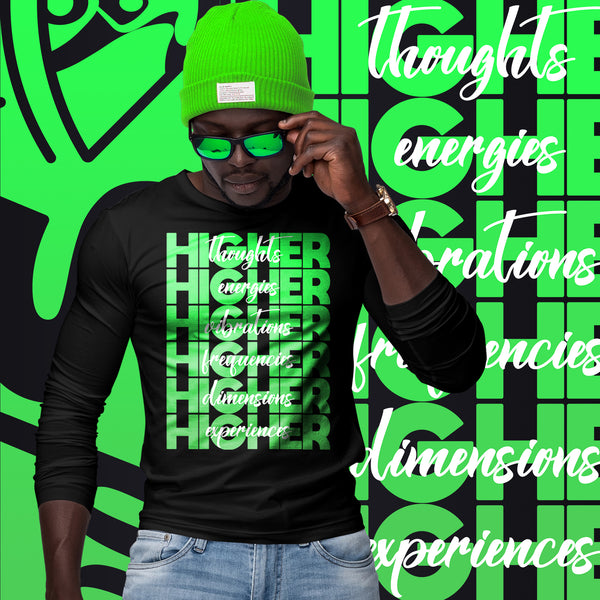 "Higher" Unisex Long Sleeve Tee (Black) | Green