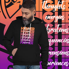 "Higher" Unisex Hoodie (White) | Orange/Purple