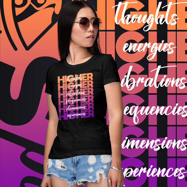 "Higher" Ladies T-Shirt (White) | Orange/Purple