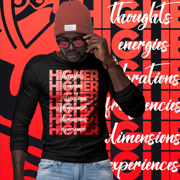 "Higher" Unisex Long Sleeve Tee (White) | Red