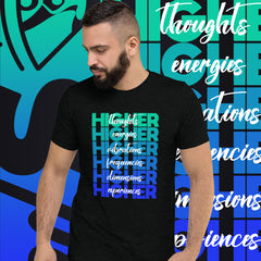 "Higher" Unisex T-Shirt (White) | Turquoise/Blue