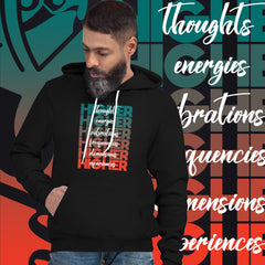 "Higher" Unisex Hoodie (White) | Turquoise/Orange