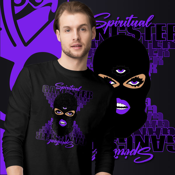 "Spiritual Gang" Unisex Long Sleeve Tee (Beige) | Purple