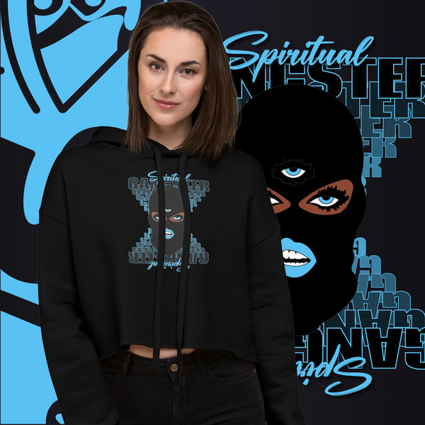 "Spiritual Gang" Crop Hoodie (Cocoa) | Light Blue