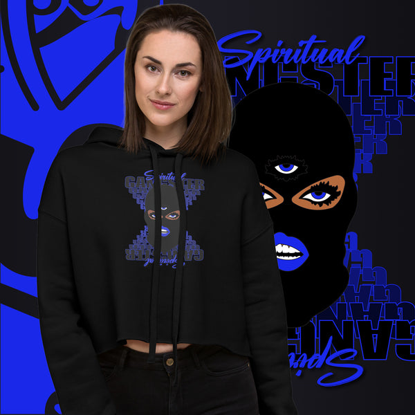 "Spiritual Gang" Crop Hoodie (Pecan) | Blue