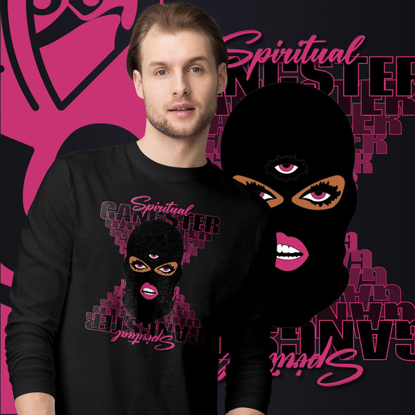 "Spiritual Gang" Unisex Long Sleeve Tee (Pecan) | Pink