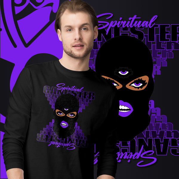 "Spiritual Gang" Unisex Long Sleeve Tee (Pecan) | Purple