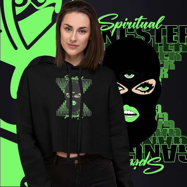 "Spiritual Gang" Crop Hoodie (White) | Lime