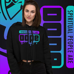 "Spiritual People" Crop Hoodie (Gradient) | Cyan/Purple