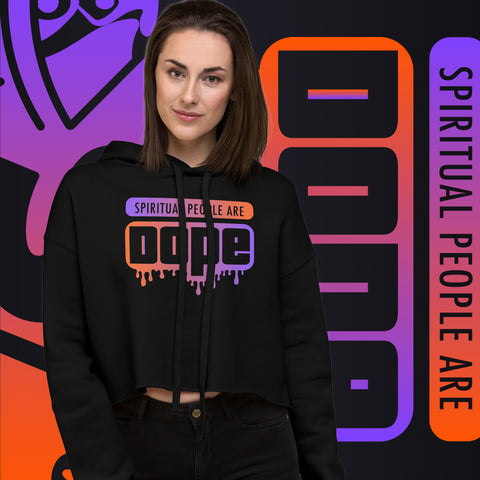 "Spiritual People" Crop Hoodie (Gradient) | Orange/Purple