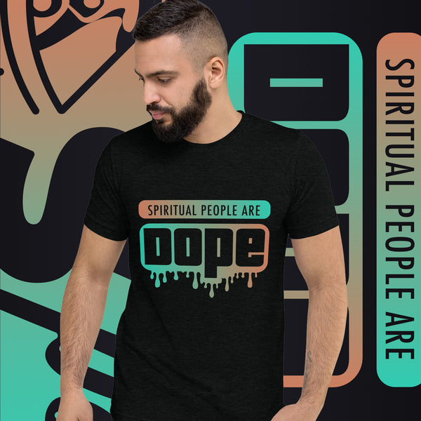 "Spiritual People" Unisex T-Shirt (Gradient) | Tan/Teal