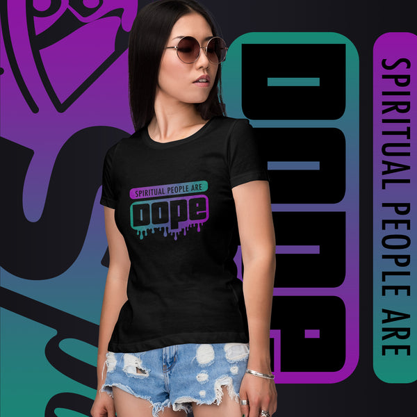 "Spiritual People" Ladies T-Shirt (Gradient) | Teal/Purple