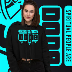 "Spiritual People" Crop Hoodie (Solid) | Cyan