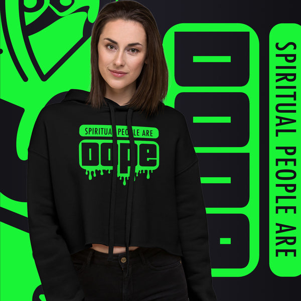 "Spiritual People" Crop Hoodie (Solid) | Lime