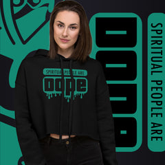 "Spiritual People" Crop Hoodie (Solid) | Turquoise