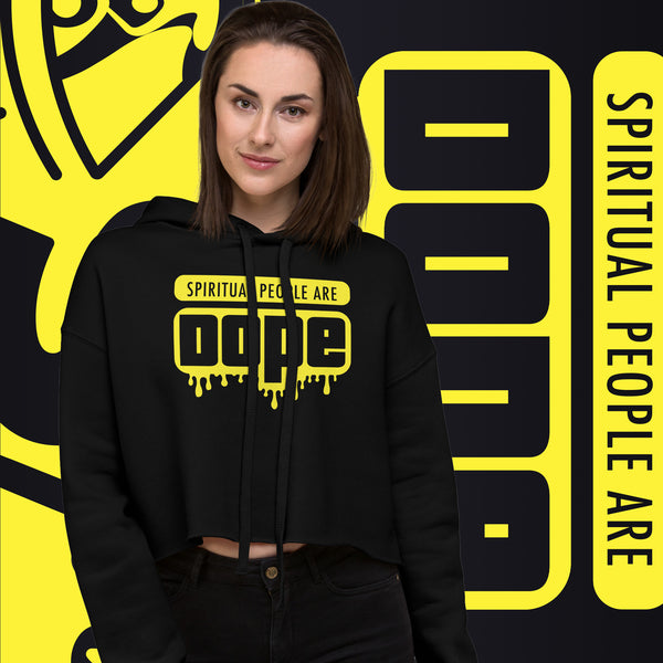 "Spiritual People" Crop Hoodie (Solid) | Yellow