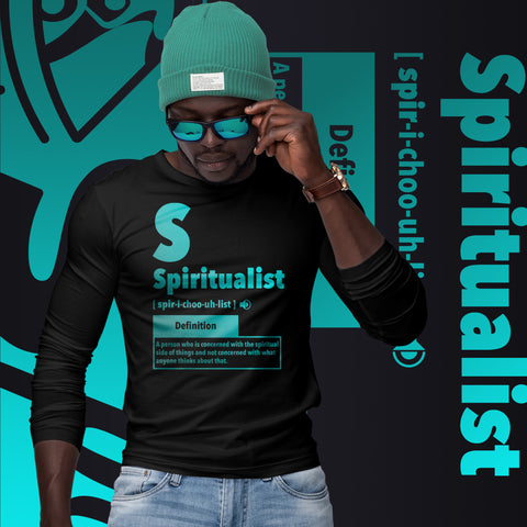 "Spiritualist" Unisex Long Sleeve Tee (Gradient) | Cyan/Turquoise