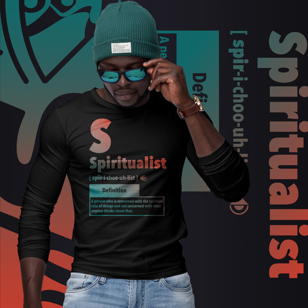 "Spiritualist" Unisex Long Sleeve Tee (Gradient) | Peach/Turquoise