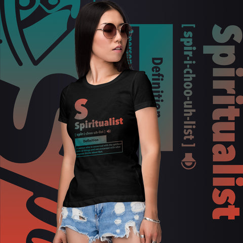 "Spiritualist" Ladies T-Shirt (Gradient) | Peach/Turquoise