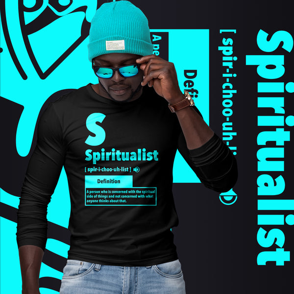 "Spiritualist" Unisex Long Sleeve Tee (Solid) | Cyan