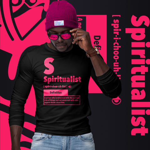 "Spiritualist" Unisex Long Sleeve Tee (Solid) | Hot Pink