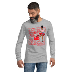 "God Protects Fools" Unisex Long Sleeve Tee (Woman Version) | Red