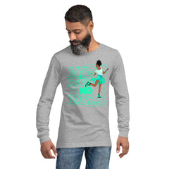 "God Protects Fools" Unisex Long Sleeve Tee (Woman Version) | Cyan