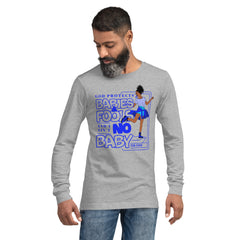 "God Protects Fools" Unisex Long Sleeve Tee (Woman Version) | Blue