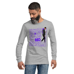 "God Protects Fools" Unisex Long Sleeve Tee (Man Version) | Purple