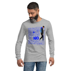 "God Protects Fools" Unisex Long Sleeve Tee (Man Version) | Blue