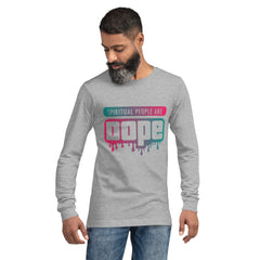 "Spiritual People" Unisex Long Sleeve Tee (Gradient) | Teal/Pink