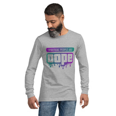 "Spiritual People" Unisex Long Sleeve Tee (Gradient) | Teal/Purple