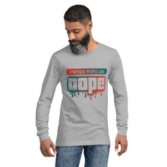 "Spiritual People" Unisex Long Sleeve Tee (Gradient) | Orange/Turquoise