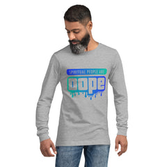 "Spiritual People" Unisex Long Sleeve Tee (Gradient) | Dark Blue/Cyan