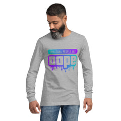 "Spiritual People" Unisex Long Sleeve Tee (Gradient) | Cyan/Purple