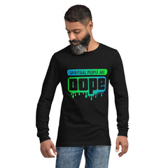 "Spiritual People" Unisex Long Sleeve Tee (Gradient) | Lime/Teal