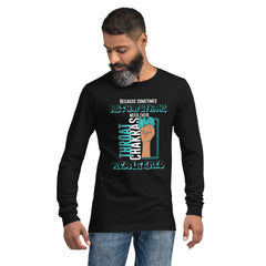 "Re-Aligned" Unisex Long Sleeve Tee | Turquoise/Cyan