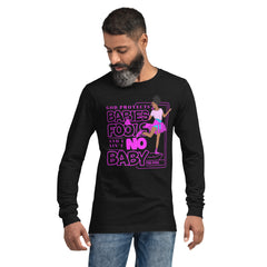 "God Protects Fools" Unisex Long Sleeve Tee (Woman Version) | Pink