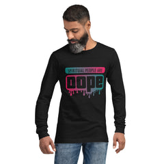 "Spiritual People" Unisex Long Sleeve Tee (Gradient) | Teal/Pink