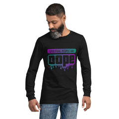 "Spiritual People" Unisex Long Sleeve Tee (Gradient) | Teal/Purple