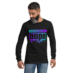 "Spiritual People" Unisex Long Sleeve Tee (Gradient) | Cyan/Purple