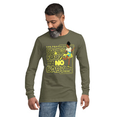 "God Protects Fools" Unisex Long Sleeve Tee (Woman Version) | Yellow