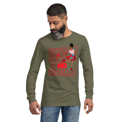 "God Protects Fools" Unisex Long Sleeve Tee (Woman Version) | Red