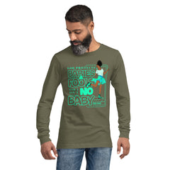 "God Protects Fools" Unisex Long Sleeve Tee (Woman Version) | Cyan