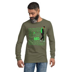 "God Protects Fools" Unisex Long Sleeve Tee (Man Version) | Green