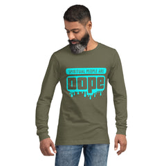 "Spiritual People" Unisex Long Sleeve Tee (Solid) | Cyan