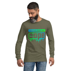 "Spiritual People" Unisex Long Sleeve Tee (Gradient) | Lime/Teal