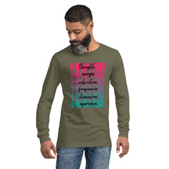 "Higher" Unisex Long Sleeve Tee (Black) | Pink/Turquoise