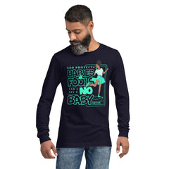 "God Protects Fools" Unisex Long Sleeve Tee (Woman Version) | Cyan