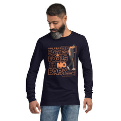 "God Protects Fools" Unisex Long Sleeve Tee (Man Version) | Orange